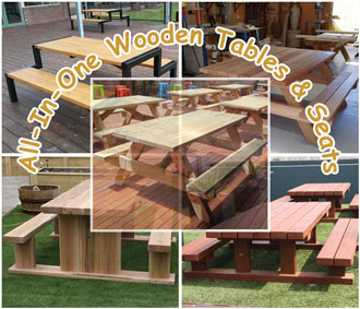 All In One Wooden Tables And Seats